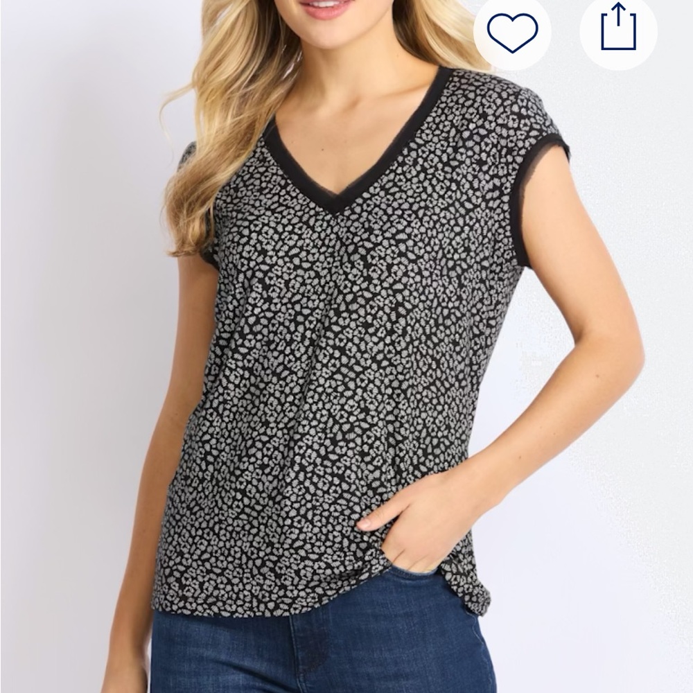 Black and White Leopard Print Women's Top